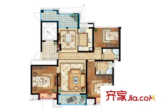 中銳尚城花園3期8#標(biāo)準(zhǔn)層E2戶型 3室2廳2衛(wèi)1廚