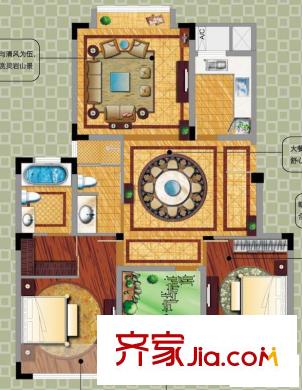 山合院戶型圖一期3、9、40、41#高層標準層D戶型 2室2廳2衛(wèi)1廚