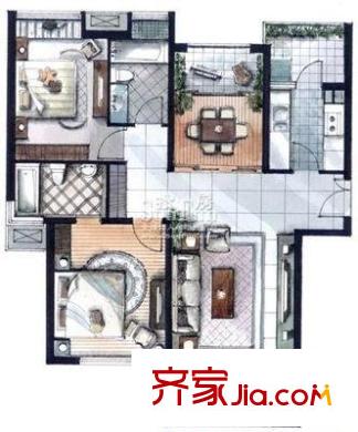 浪花苑戶型圖戶型圖 2室2廳2衛(wèi)1廚
