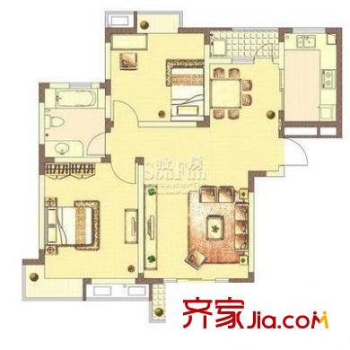 浪花苑戶型圖 戶型圖 2室2廳1衛(wèi)1廚