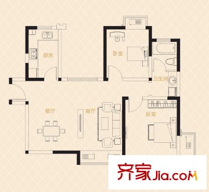 姑蘇世家戶型圖二期26、27、28#標(biāo)準(zhǔn)層C2戶型 