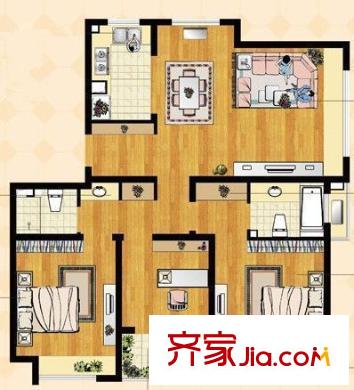 萬涇花園戶型圖戶型圖 3室2廳2衛(wèi)1廚