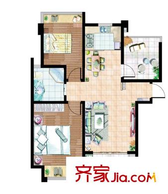 珠江首府戶型圖一期1、2、3#標(biāo)準(zhǔn)層A戶型 2室2廳1衛(wèi)1廚
