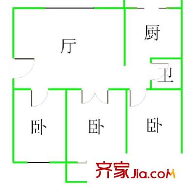 浪花苑戶型圖戶型圖 3室1廳1衛(wèi)1廚