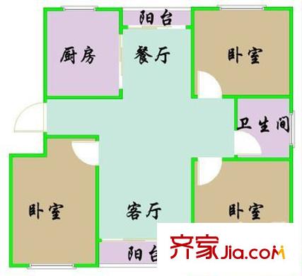 尹東新村戶型圖戶型圖 3室2廳1衛(wèi)1廚