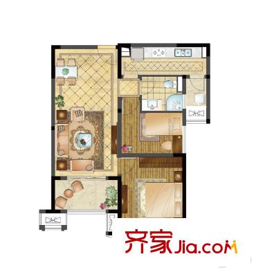 永新大成平方米高層6號、15號樓標(biāo)準(zhǔn)層A戶型 2室2廳1衛(wèi)1廚
