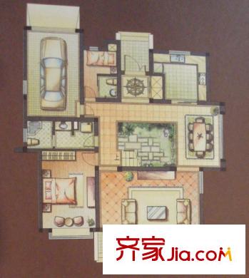 維納恩湖二期1-38#聯(lián)排別墅一層A戶型 6室3廳4衛(wèi)1廚