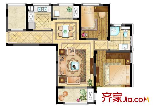 永新大成平方米二期7#、13#標(biāo)準(zhǔn)層B戶型 2室2廳1衛(wèi)1廚