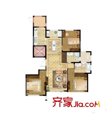 永新大成平方米高層11號(hào)、14號(hào)樓標(biāo)準(zhǔn)層C戶型 3室2廳2衛(wèi)1廚