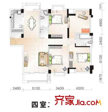 青燈新村戶型圖四室二廳二衛(wèi)一廚 4室2廳2衛(wèi)1廚
