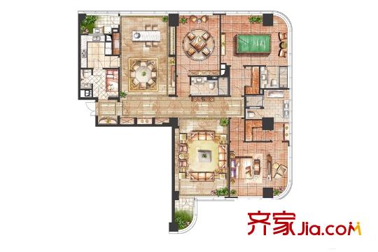 圓融星座公館V1戶型圖 4室2廳4衛(wèi)1廚