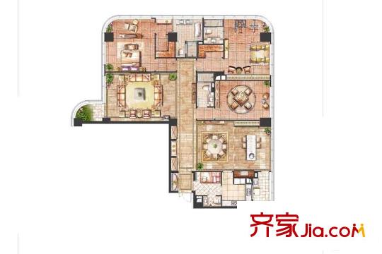 圓融星座公館V4戶型 4室2廳4衛(wèi)1廚