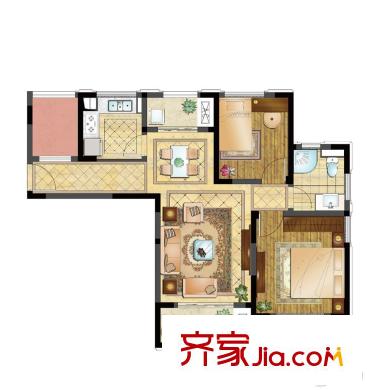 永新大成平方米高層15號樓標(biāo)準(zhǔn)層B戶型 2室2廳1衛(wèi)1廚