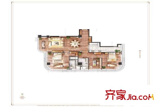 圓融星座公館A1戶型 3室2廳2衛(wèi)1廚