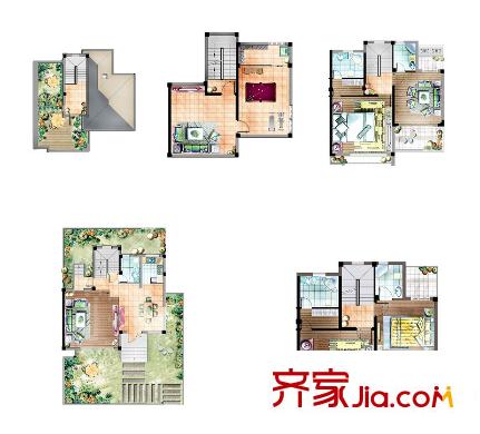 珠江首府天熙一期獨棟別墅五層A戶型 4室2廳5衛(wèi)1廚
