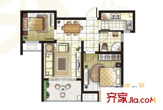 錦盛苑一期26#28#樓標(biāo)準(zhǔn)層h50戶型 2室2廳1衛(wèi)1廚