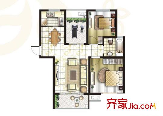 錦盛苑一期27#樓標(biāo)準(zhǔn)層h60戶型 3室2廳1衛(wèi)1廚