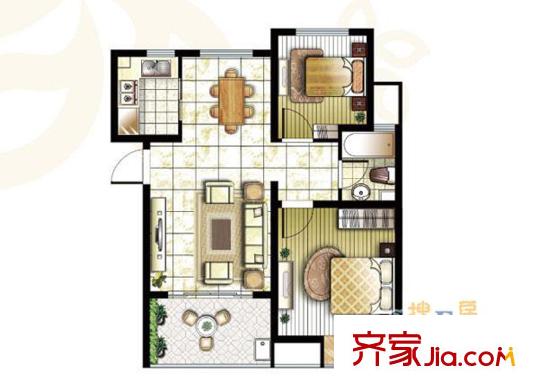 錦盛苑一期27#30#樓標(biāo)準(zhǔn)層h40戶型 2室2廳1衛(wèi)1廚