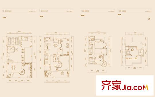 金科廊橋水岸一期1#獨(dú)棟別墅標(biāo)準(zhǔn)層B戶型 5室2廳5衛(wèi)1廚