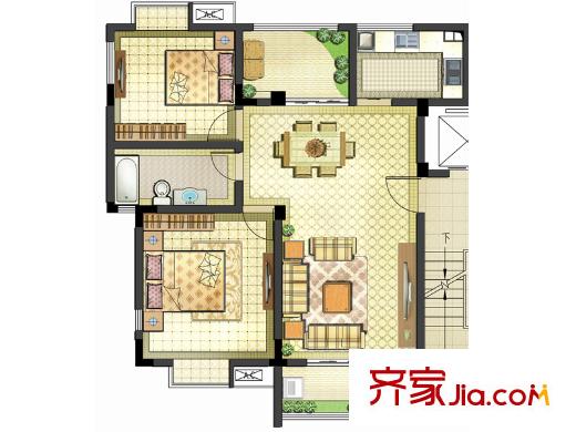 澄湖印象16#、17#多層標(biāo)準(zhǔn)層A戶型 2室2廳1衛(wèi)1廚