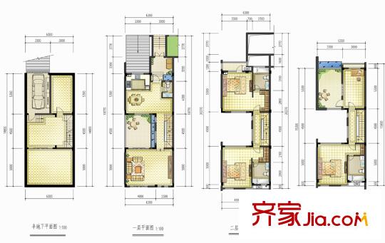 澄湖印象1-15#低層聯(lián)排別墅B戶型 3室3廳4衛(wèi)1廚
