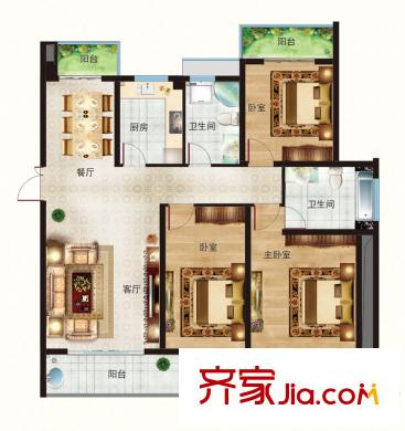緹香一品1-15#標(biāo)準(zhǔn)層G戶型 3室2廳2衛(wèi)1廚