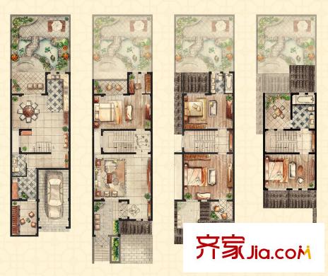 和沁園3#聯(lián)排別墅A戶型 5室2廳4衛(wèi)1廚