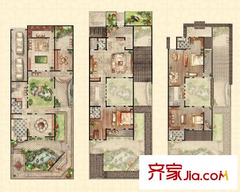 和沁園3#聯(lián)排別墅C戶型 4室3廳5衛(wèi)1廚