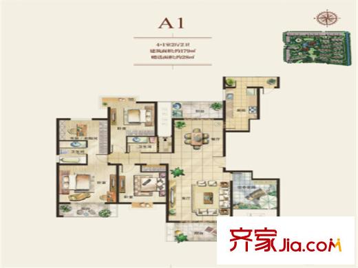 立新天鴻國際花園一期2#標準層A1戶型 5室2廳2衛(wèi)1廚