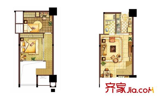 金沙富都二期2#標準層B2戶型 2室2廳1衛(wèi)1廚