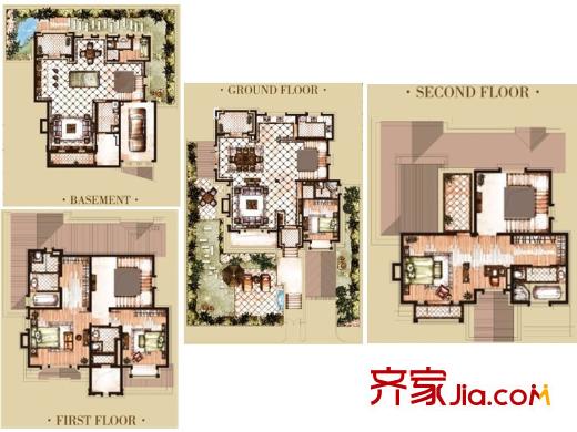 龍池山莊獨(dú)院別墅A戶型 5室4廳4衛(wèi)1廚