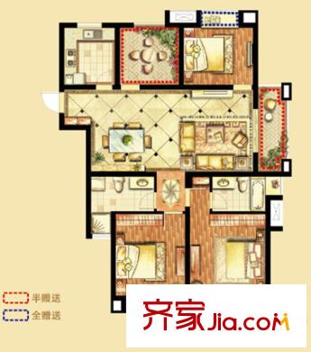 偉業(yè)金域華府五期6#、7#樓標(biāo)準(zhǔn)層G1戶型 4室2廳2衛(wèi)1廚