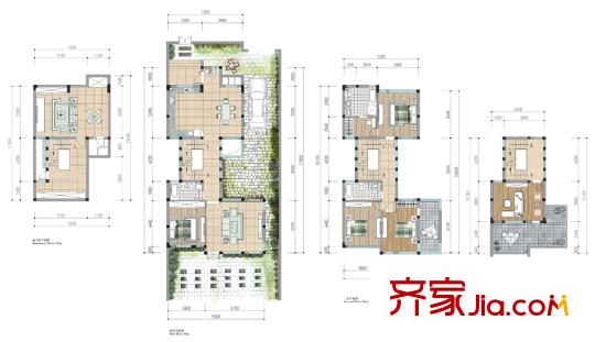莊子雙拼別墅D2戶型 5室2廳3衛(wèi)1廚