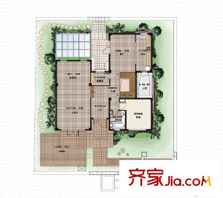 美廬獨(dú)棟別墅A戶型地上一層 4室3廳4衛(wèi)1廚