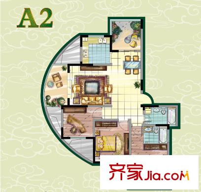 惠澤云錦城高層19、20、27、23#標(biāo)準(zhǔn)層A2戶型 2室2廳1衛(wèi)1廚