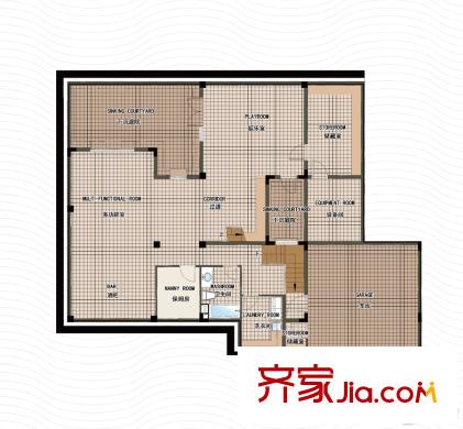 美廬獨(dú)棟別墅A戶型地下一層 4室3廳4衛(wèi)1廚