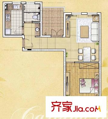 普羅旺斯小高層28#29#31#32#34#標準層A3戶型 1室2廳1衛(wèi)1廚