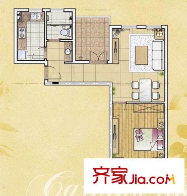 普羅旺斯多層9、20#27#28#31#32#34#標準層A戶型 1室2廳1衛(wèi)1廚