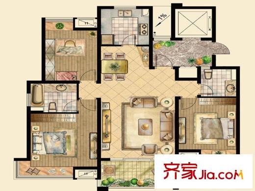 平江怡景1#2#3#4#5#6#8#10#“爵”戶型120平方米 3室2廳2衛(wèi)1廚