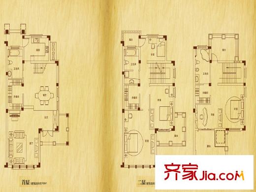 太湖臨湖灣聯(lián)排別墅B4戶型 4室2廳3衛(wèi)1廚