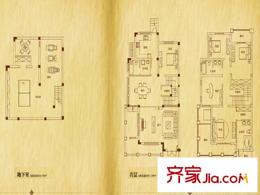 太湖臨湖灣雙拼別墅C2戶型 4室2廳3衛(wèi)1廚