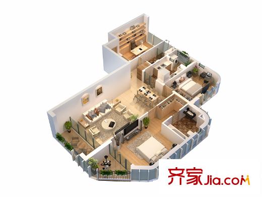 商旅新悅城一期1#2#標(biāo)準(zhǔn)層D戶型 3室2廳2衛(wèi)1廚