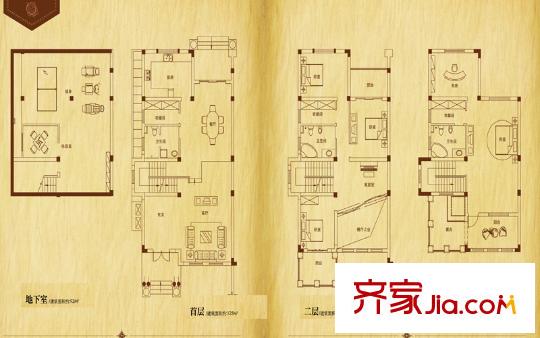 太湖臨湖灣雙拼別墅C3戶型 5室2廳3衛(wèi)1廚