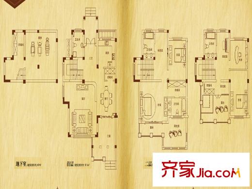 太湖臨湖灣雙拼別墅C1戶型 4室2廳4衛(wèi)1廚