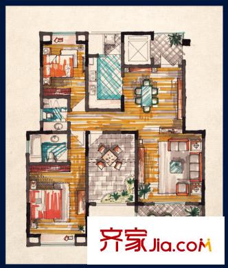 金科王府223#221#219#2樓04室 2室2廳2衛(wèi)1廚