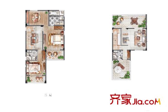 中節(jié)能生態(tài)島別墅聯(lián)排2-3層 3室2廳2衛(wèi)1廚