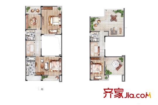 中節(jié)能生態(tài)島別墅合院2-3層 5室3廳3衛(wèi)1廚