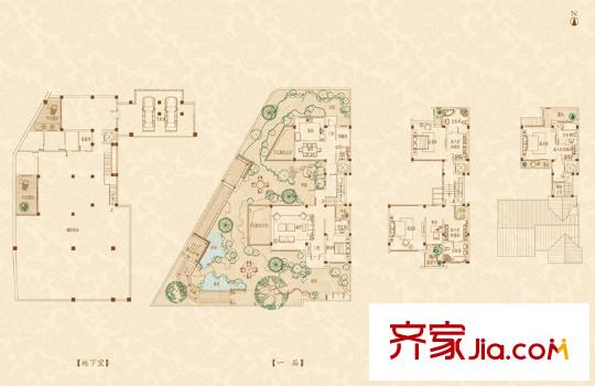 合潤(rùn)御府一期獨(dú)棟四層滿庭芳D戶型 4室2廳4衛(wèi)1廚