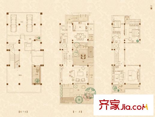 合潤(rùn)御府一期獨(dú)棟三層郎亭軒A戶型 3室2廳3衛(wèi)1廚