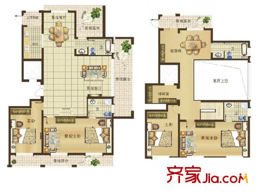 烏橋水岸花園一期1#2#復(fù)合層C戶型 4室3廳3衛(wèi)1廚